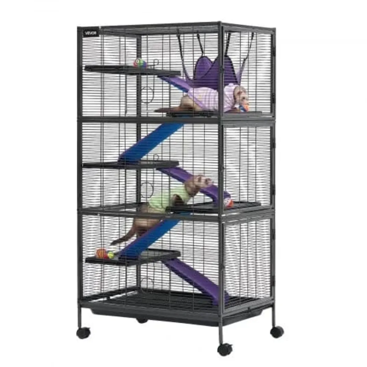 Metal Small Animal Cage 149 cm 6-Tier Rolling Ferr - Image 1