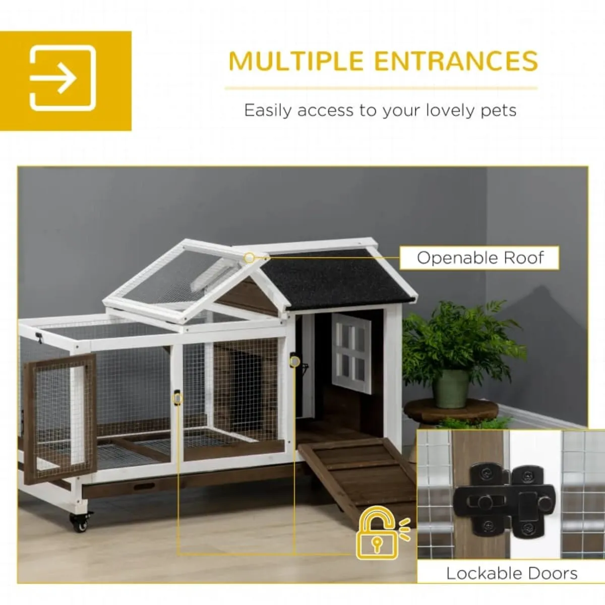 Wooden Rabbit Hutch, Guinea Pig Cage, with Removab - Image 3