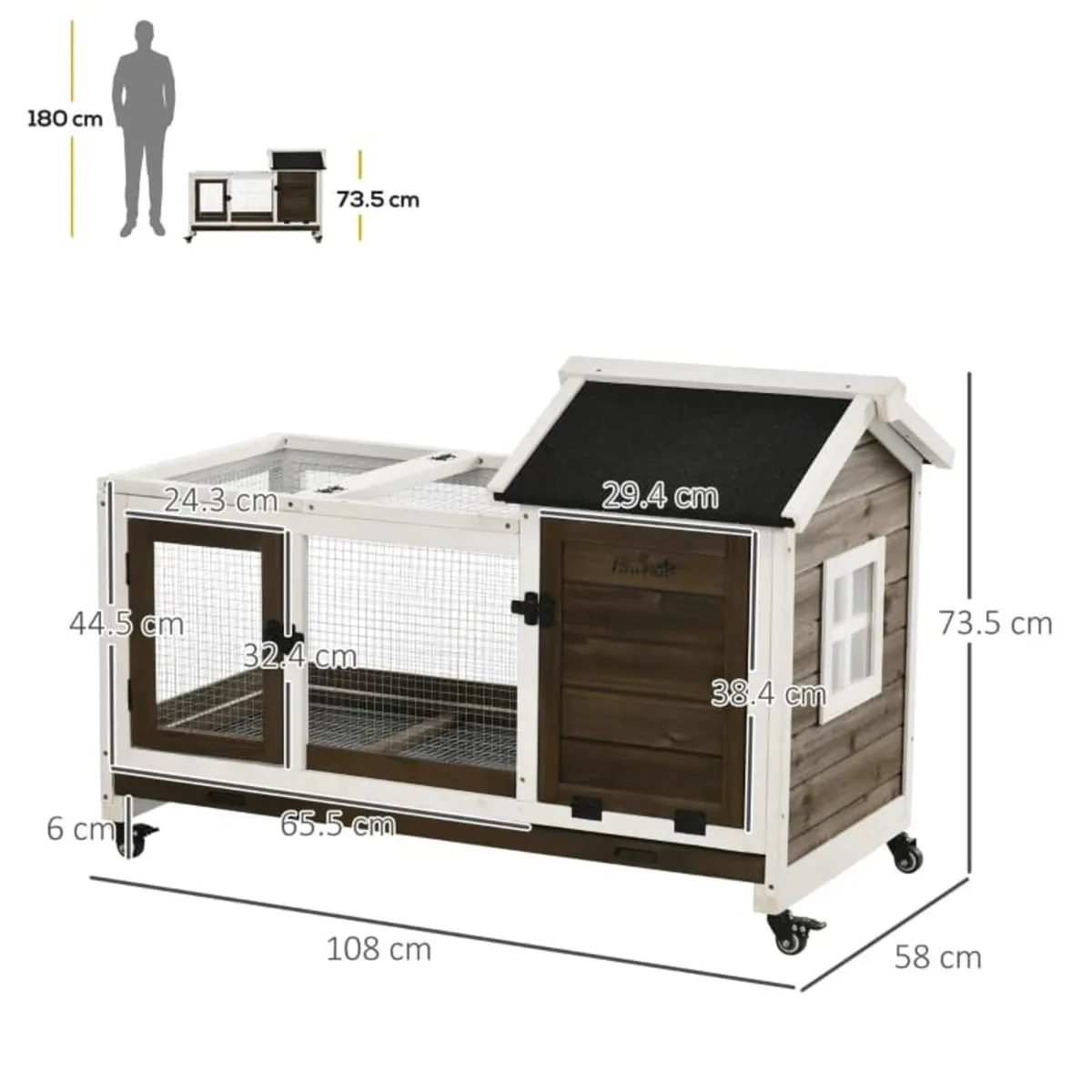 Wooden Rabbit Hutch, Guinea Pig Cage, with Removab - Image 4