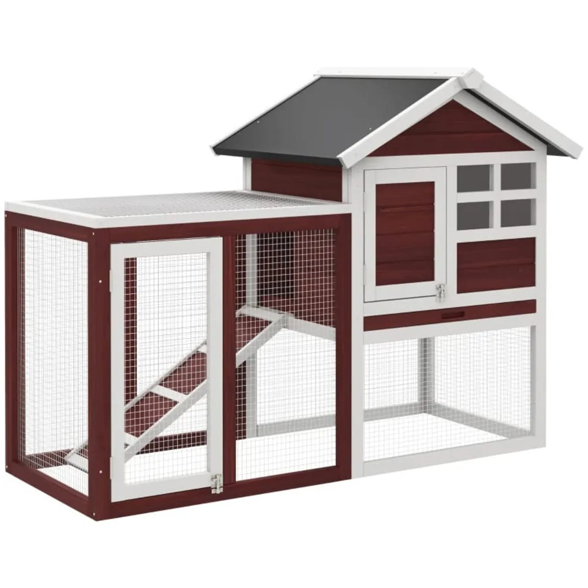 2 Tiers Rabbit Hutch and Run Wooden Guinea Pig Hut - Image 1
