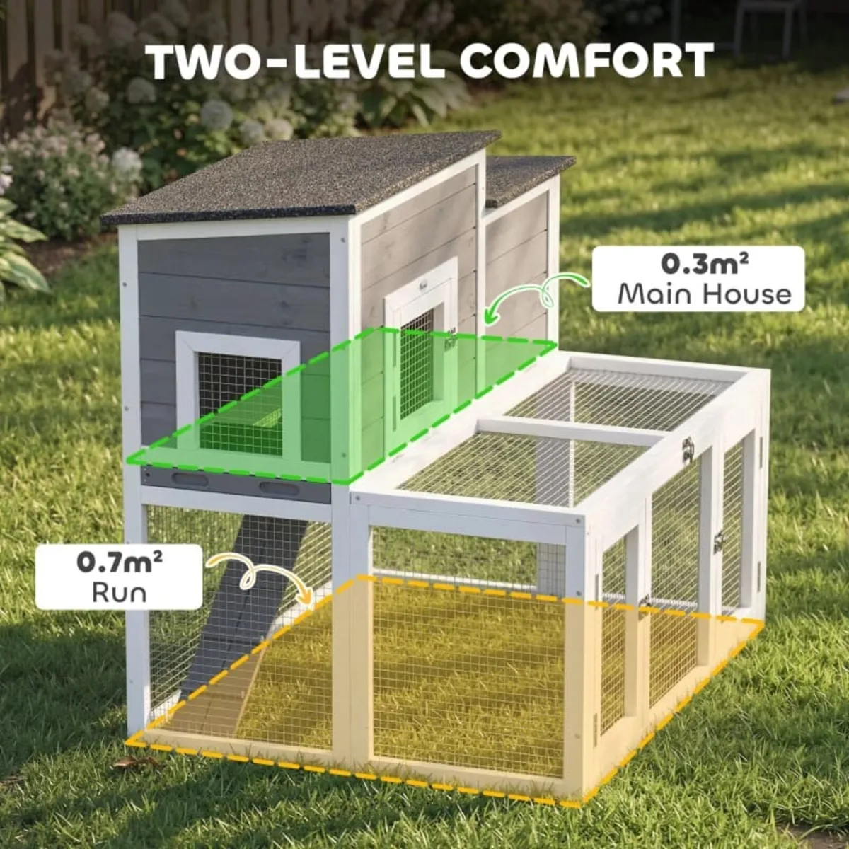 Wooden Rabbit Hutch, Indoor Outdoor Bunny Cage wit - Image 3