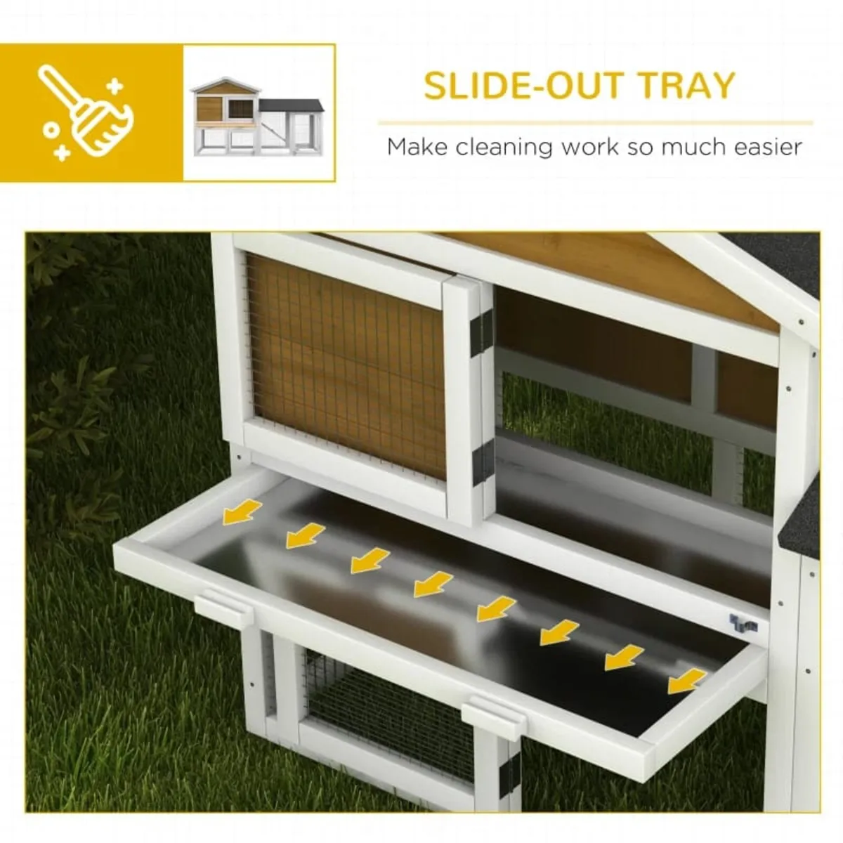 Wooden Rabbit Hutch Outdoor, Double Tier with Wate - Image 4