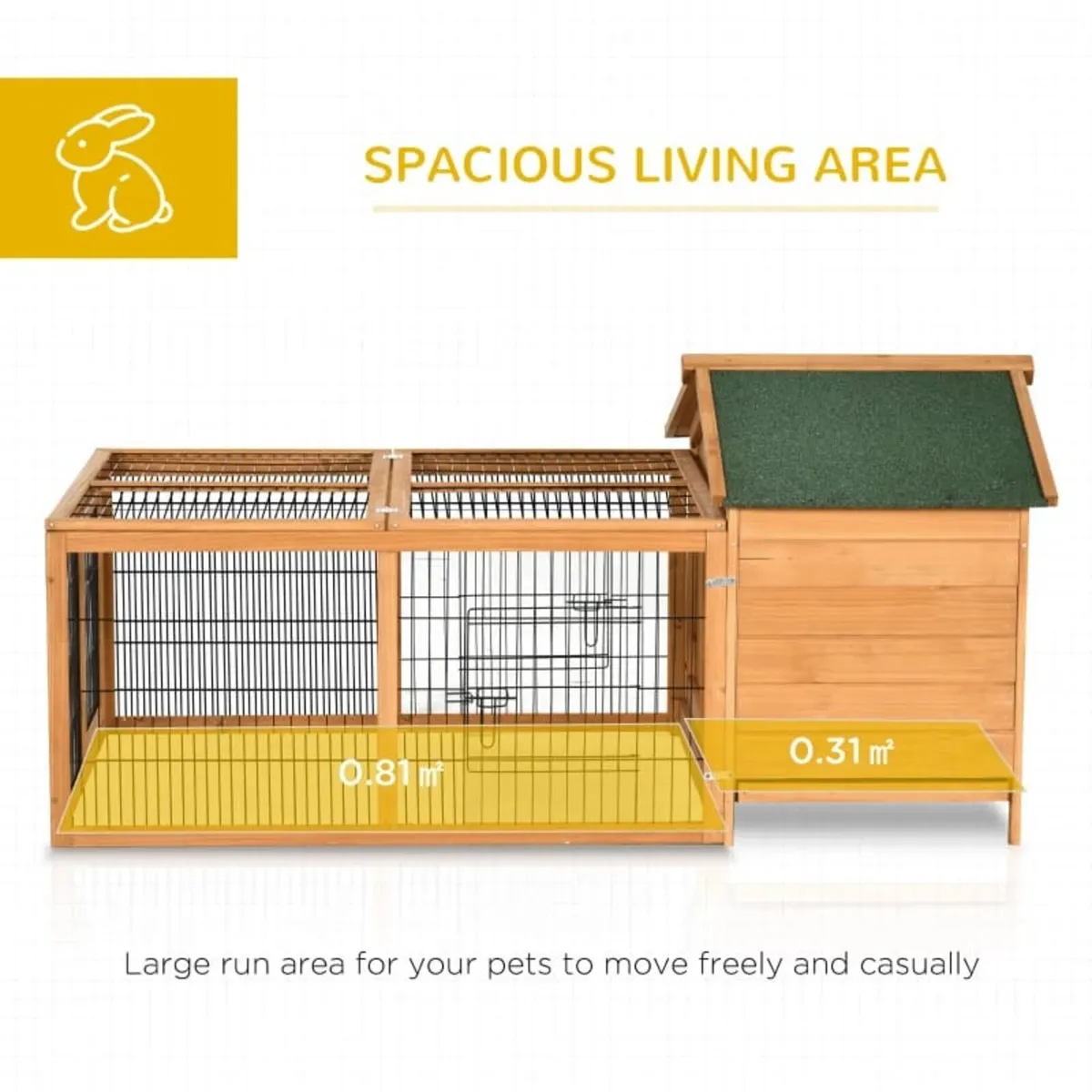Wooden Rabbit Hutch Outdoor, Guinea Pig Hutch, Det - Image 3