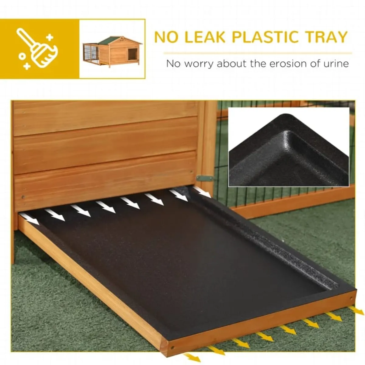 Wooden Rabbit Hutch Outdoor, Guinea Pig Hutch, Det - Image 4