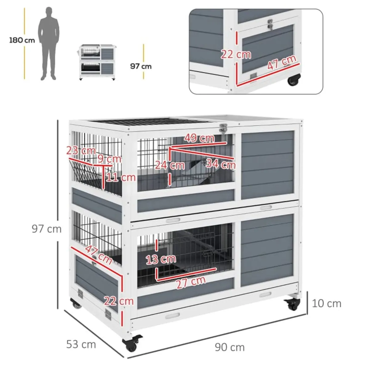 Double Deckers Guinea Pig Cage, Indoor Rabbit Hutc - Image 3