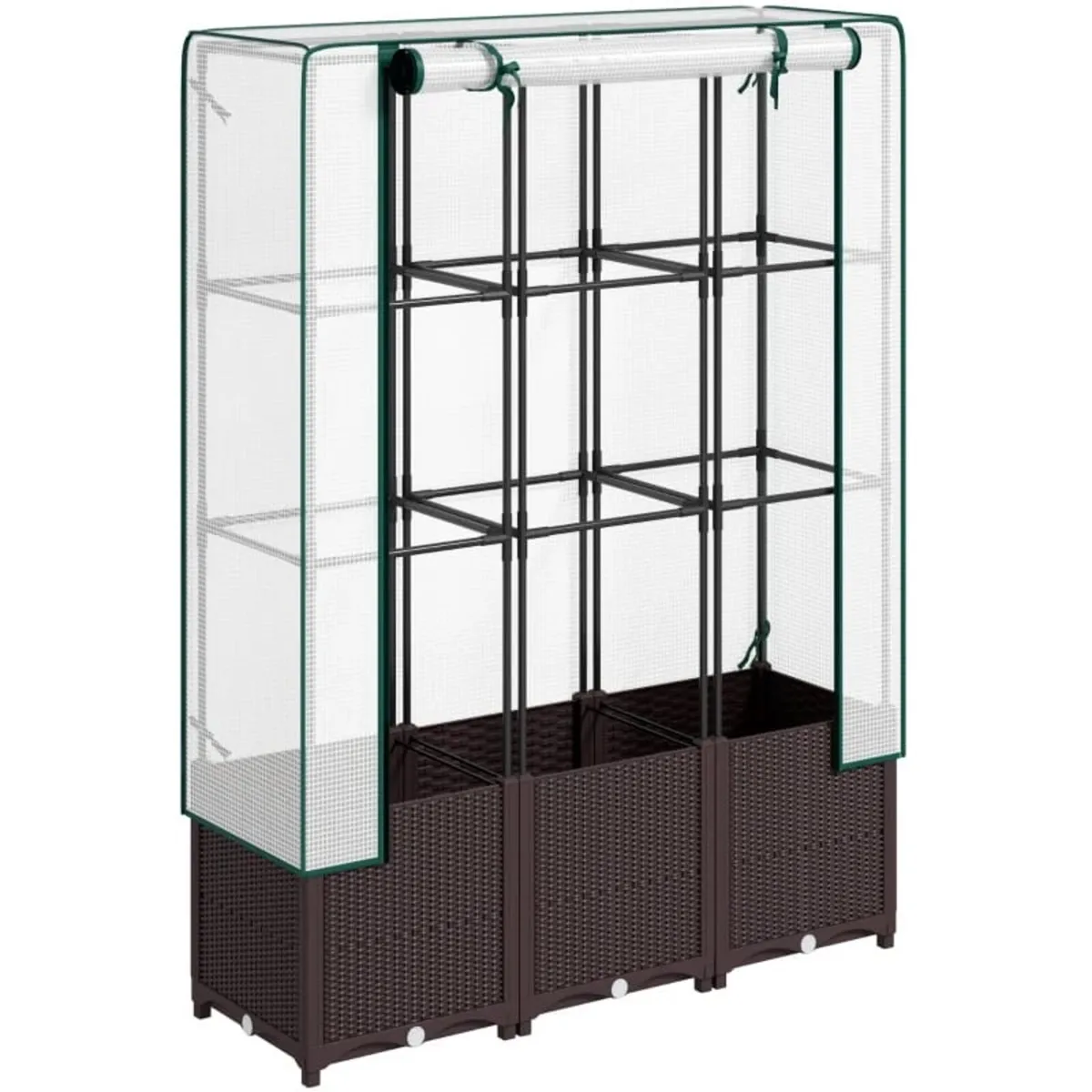 Raised Garden Bed with Trellis, Plastic Planter Bo - Image 1
