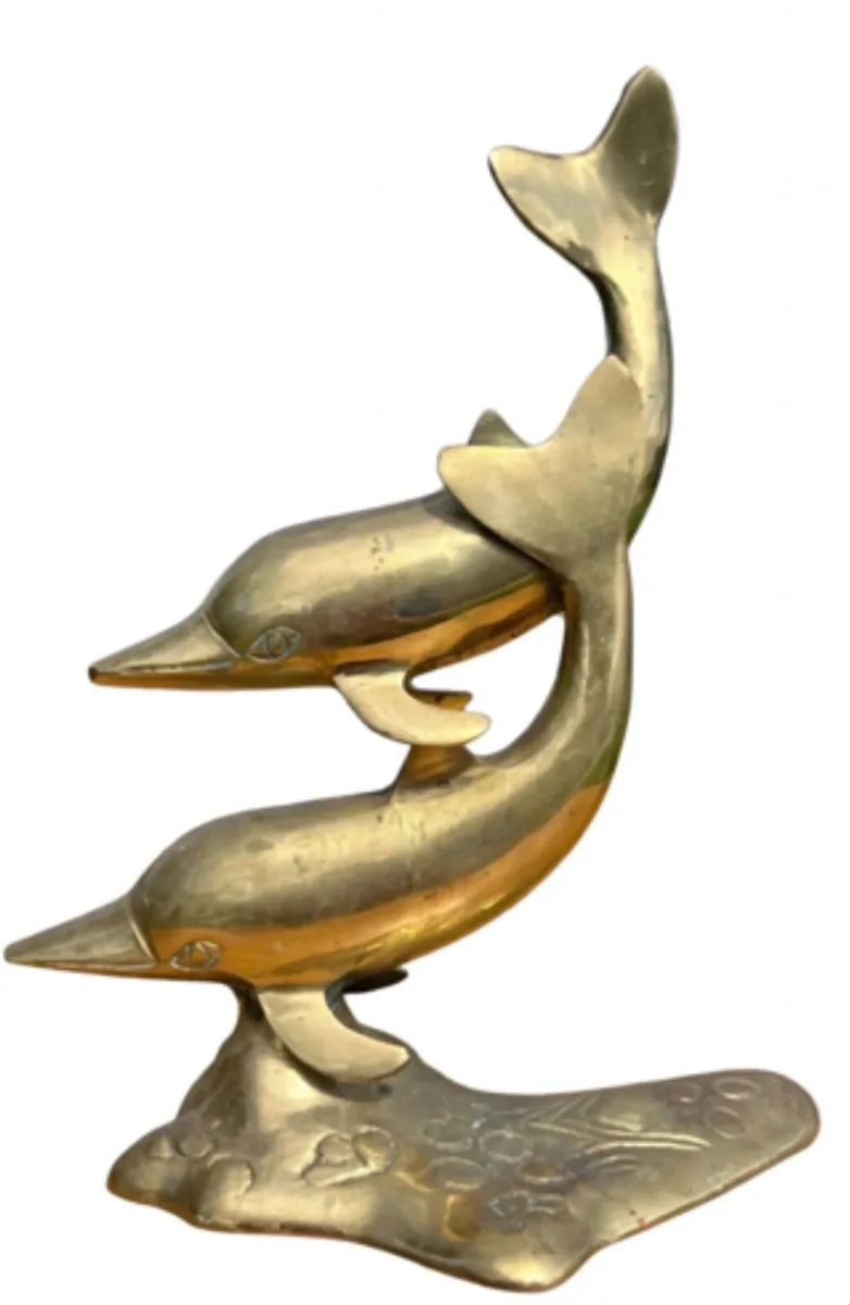 Vintage 1970s solid brass dolphins