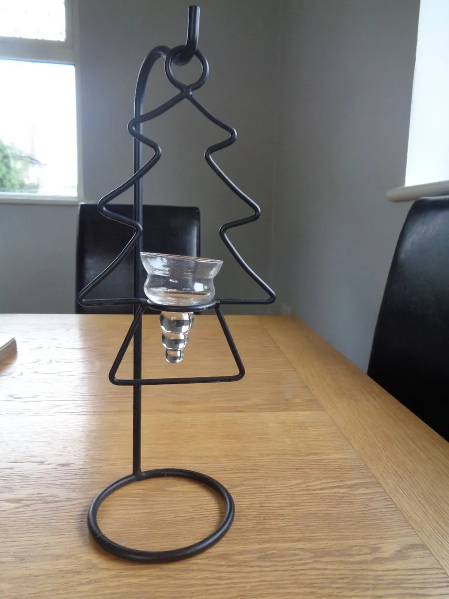 Wrought Iron Christmas Tree T-Light Holder - Image 2