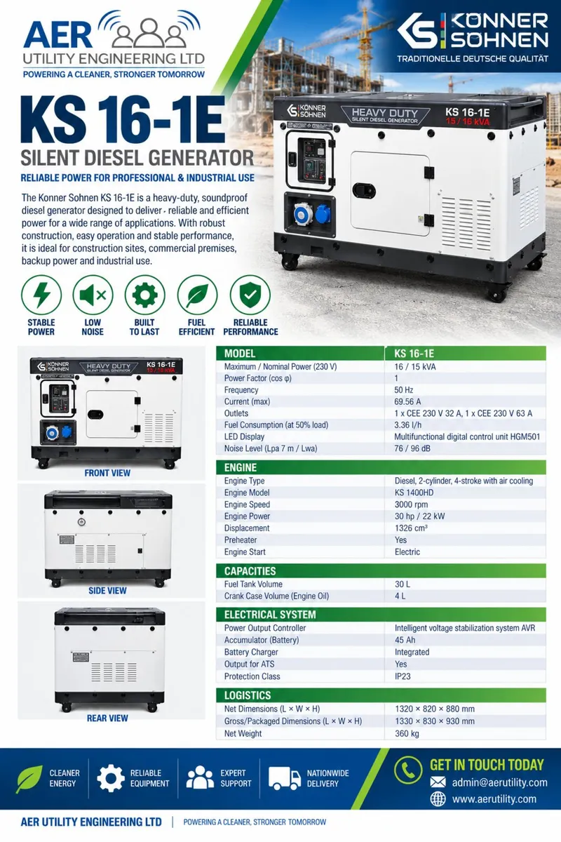 Könner & Söhnen 🇩🇪16kVA  Diesel Generator €6750 - Image 1