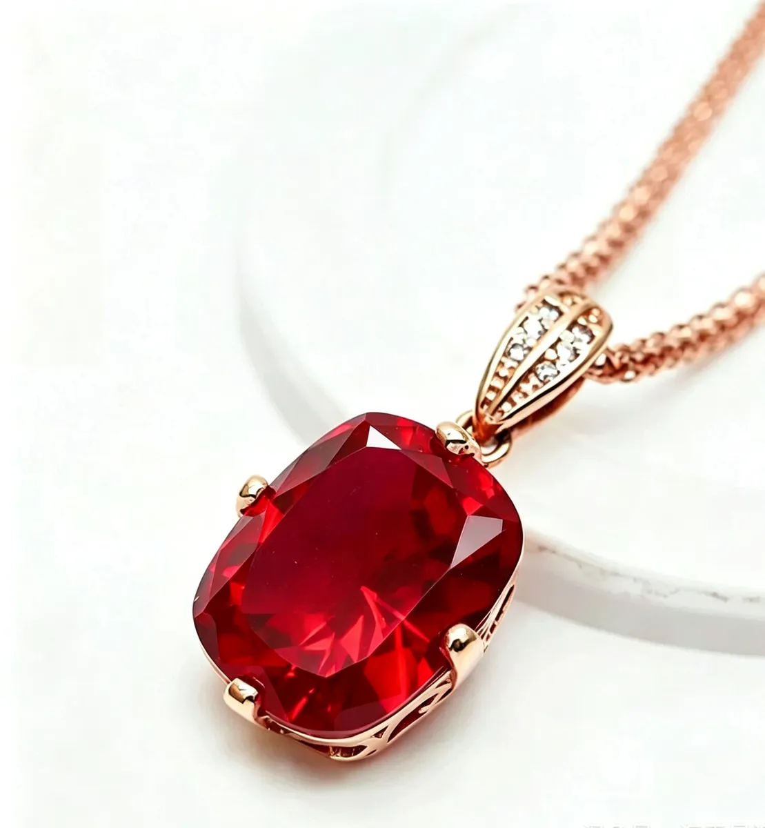 1965 Vintage Necklace | 4-Carat Pigeon-Blood Ruby - Image 1
