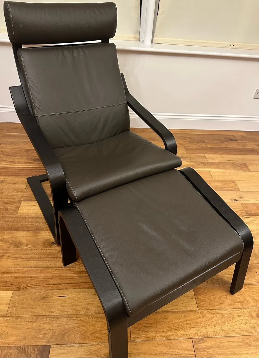 Brand new leather Ikea Poang armchair, footstool - Image 2