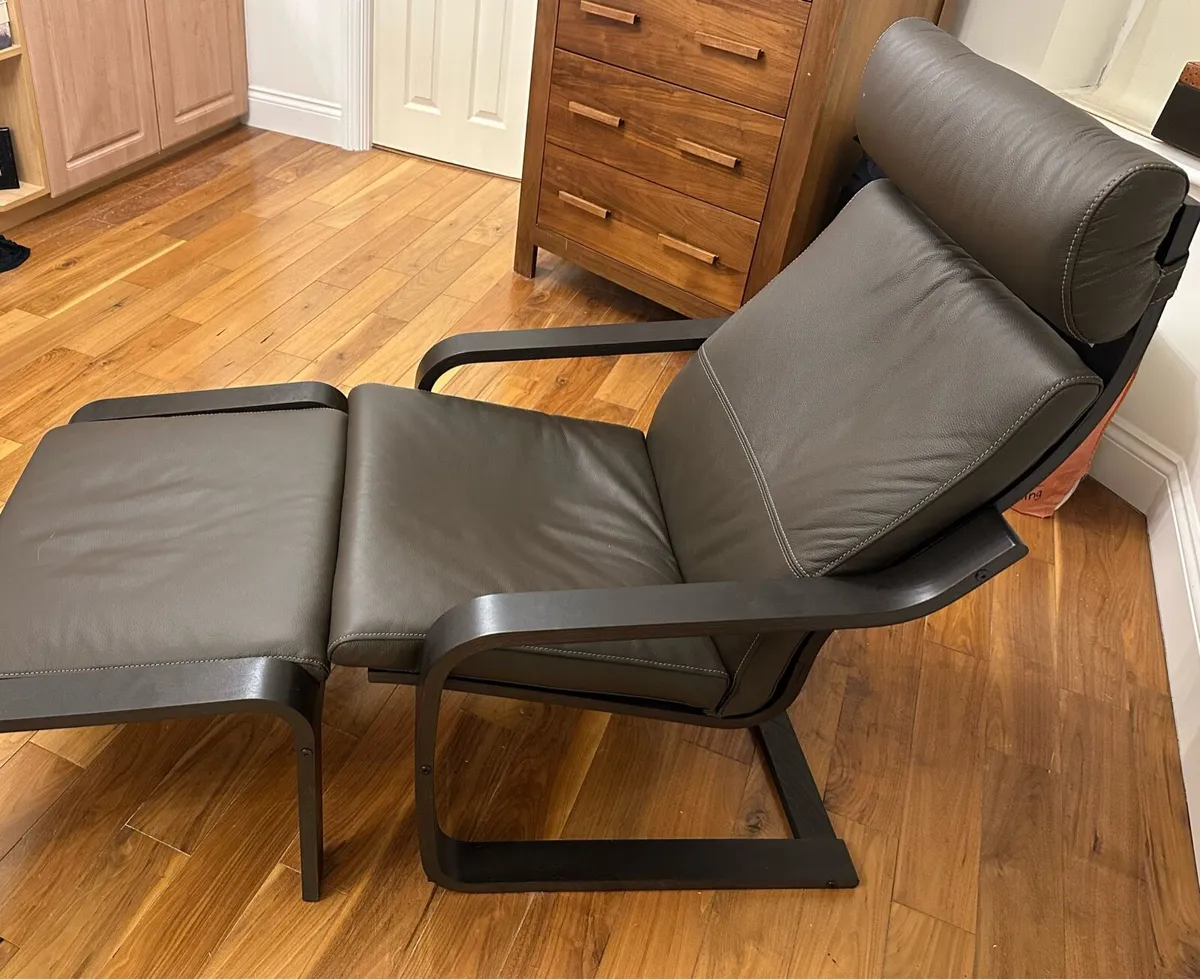Brand new leather Ikea Poang armchair, footstool - Image 3