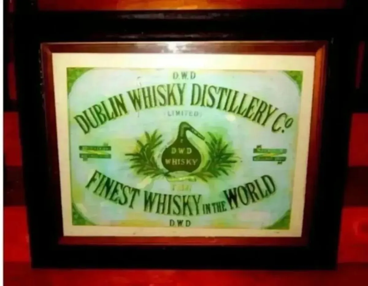 Vintage D.W.D. Dublin Whisky Distillery Framed Ad - Image 1