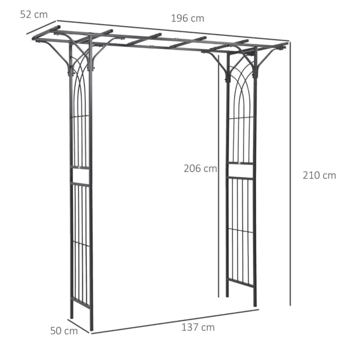 210cm Decorative Metal Garden Trellis Arch with Du - Image 2