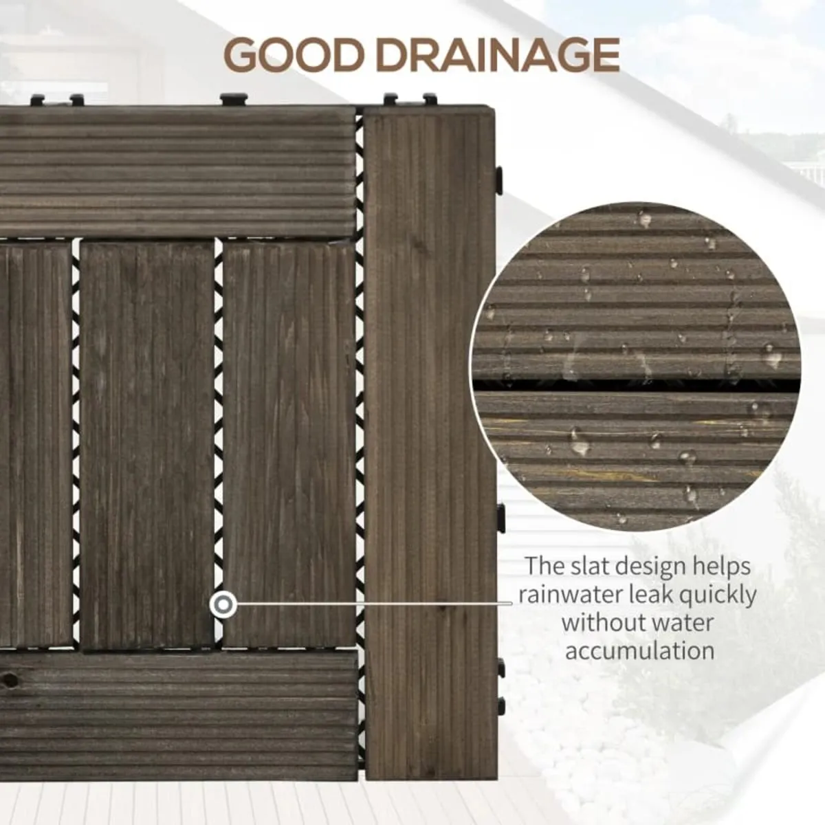 27 Pcs Wooden Interlocking Decking Tiles, 30 x 30 - Image 2