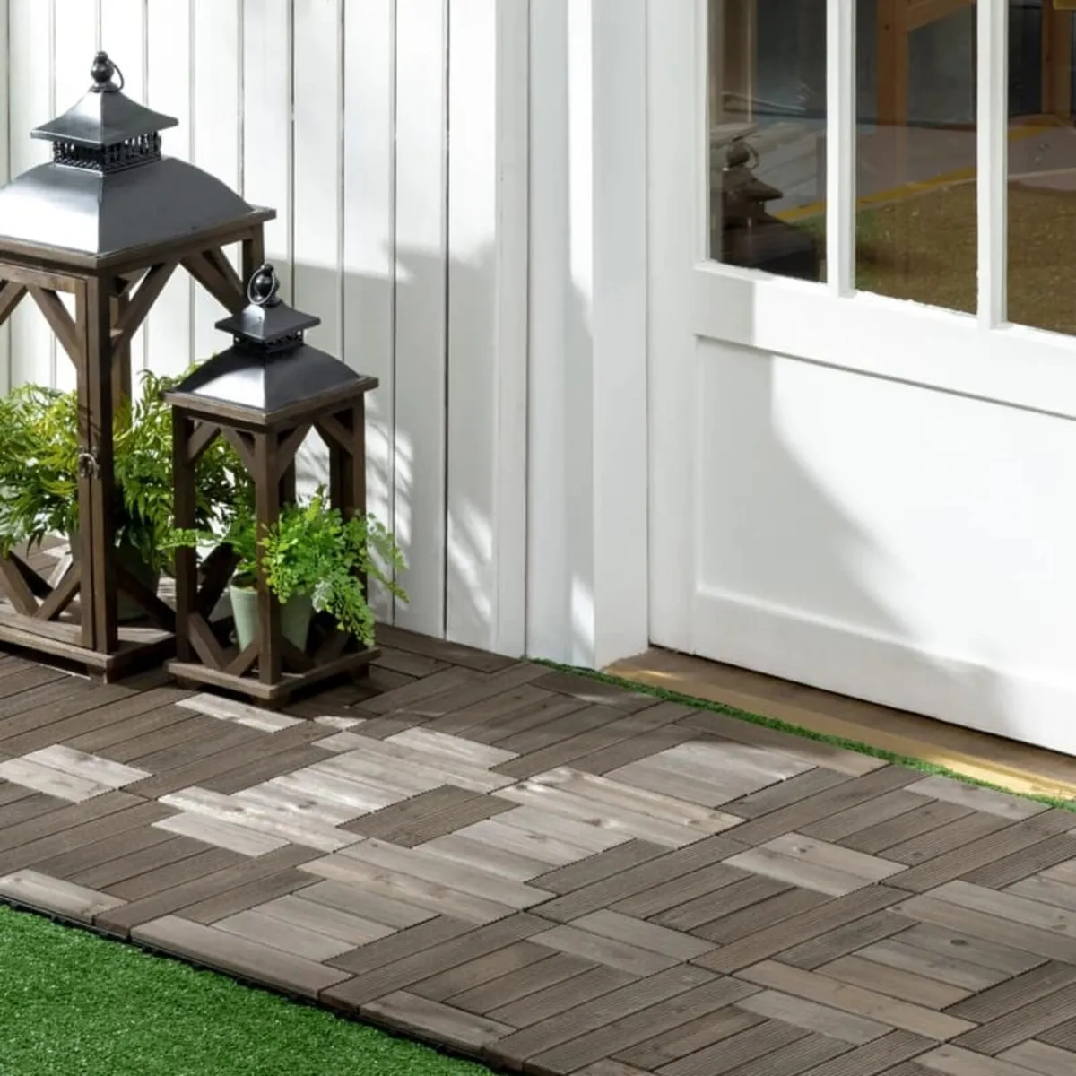 27 Pcs Wooden Interlocking Decking Tiles, 30 x 30 - Image 3