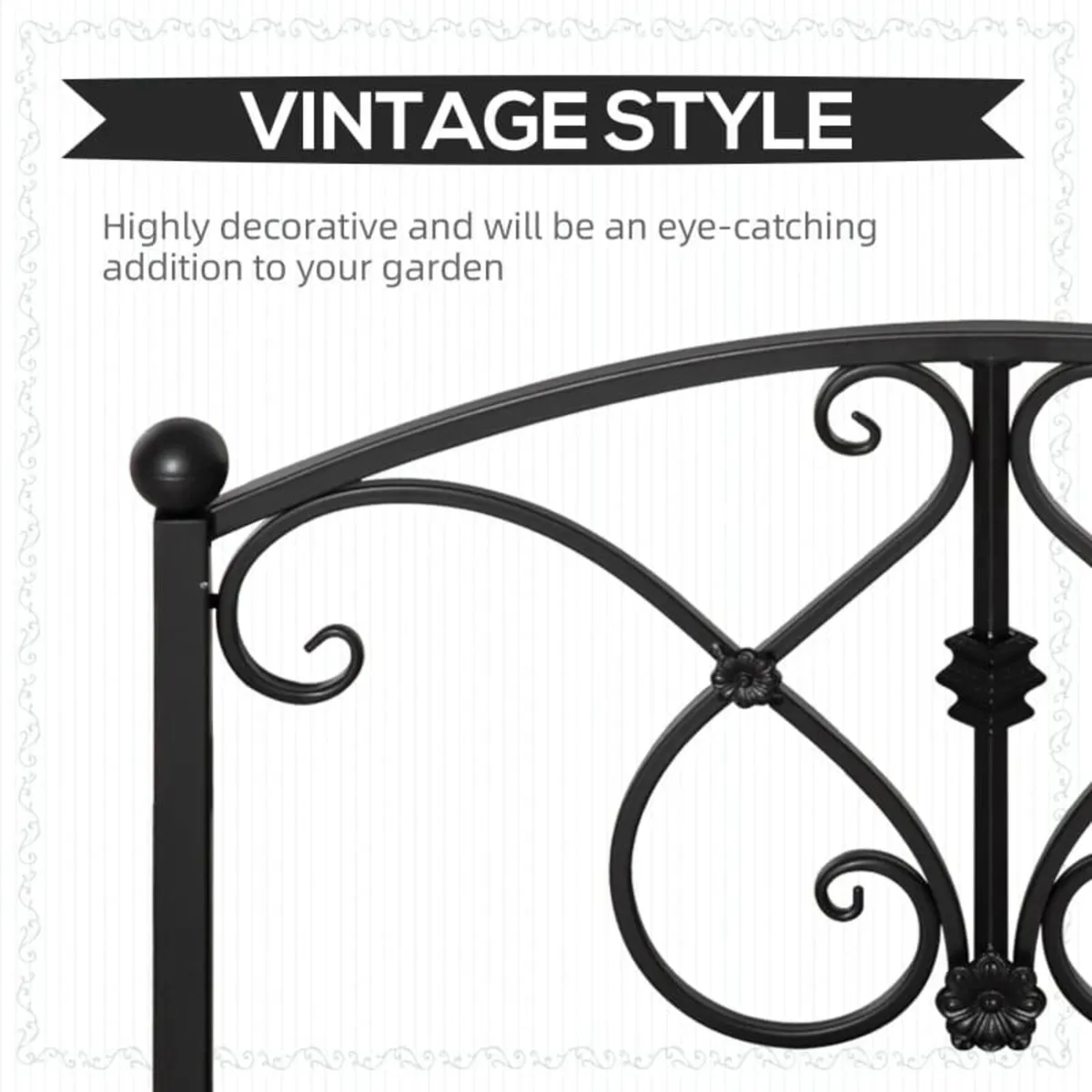 102L x 48W x 49H Classic Metal Garden Bridge with - Image 4