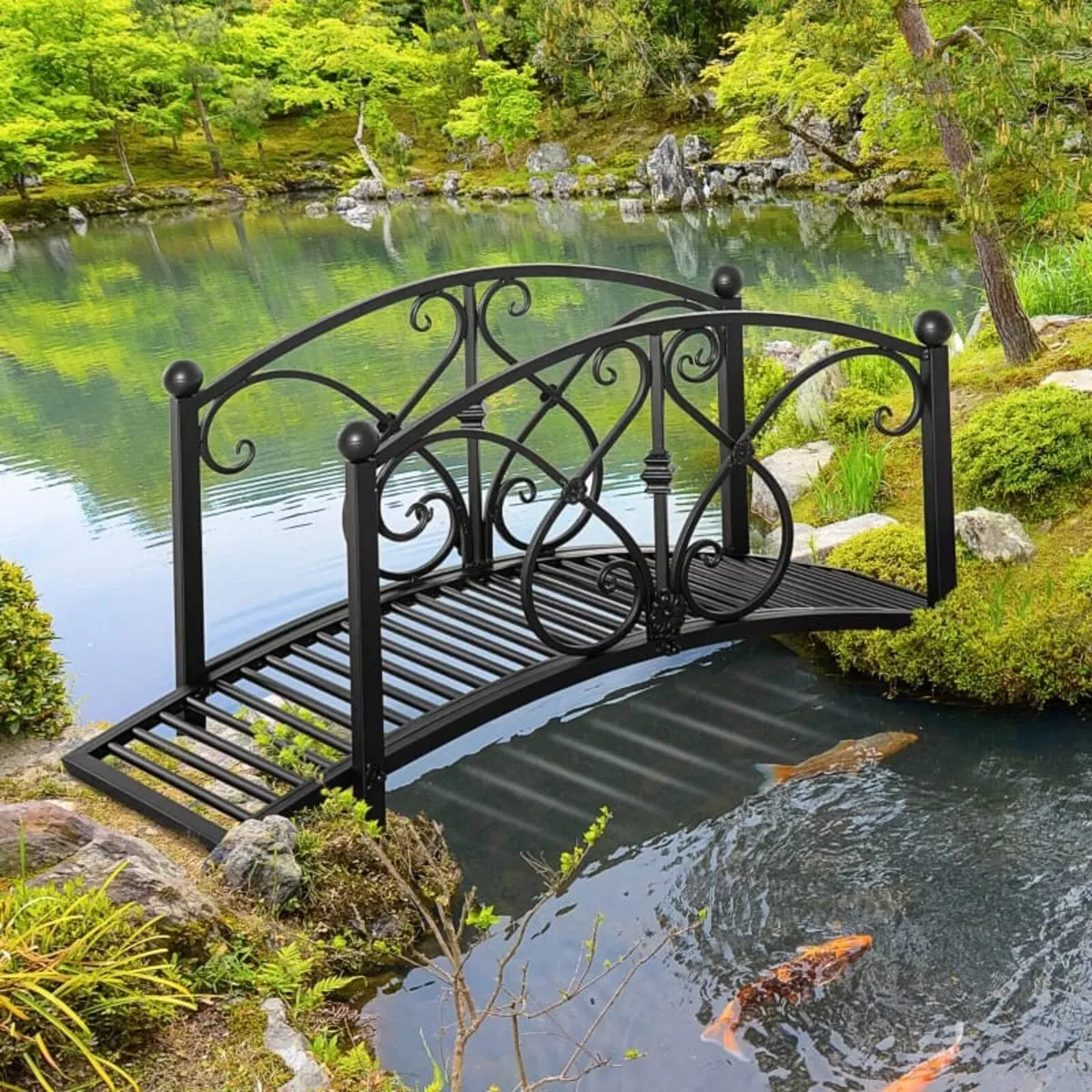 102L x 48W x 49H Classic Metal Garden Bridge with - Image 2