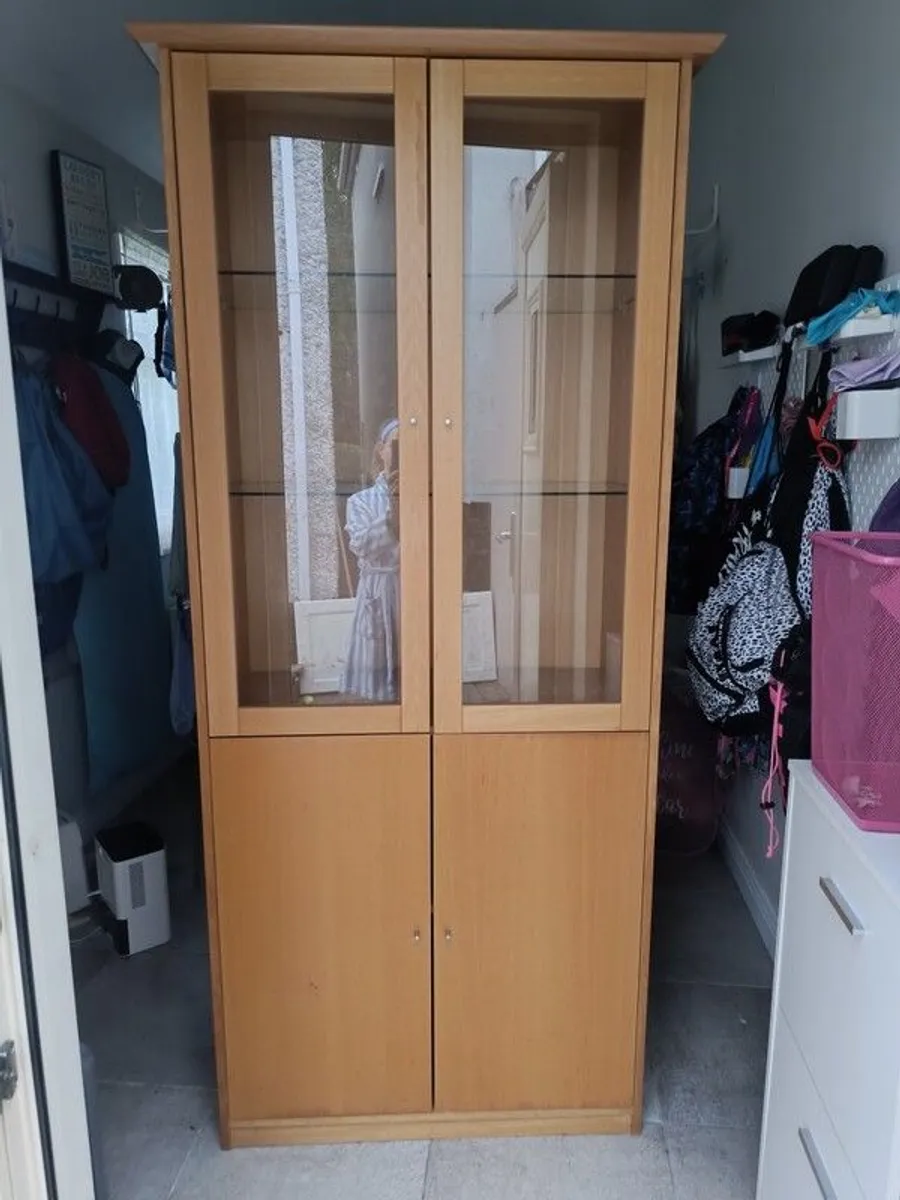 Wooden Display Cabinet with Glass Doors: Originally from Arnotts 190 euro ONO - Image 1