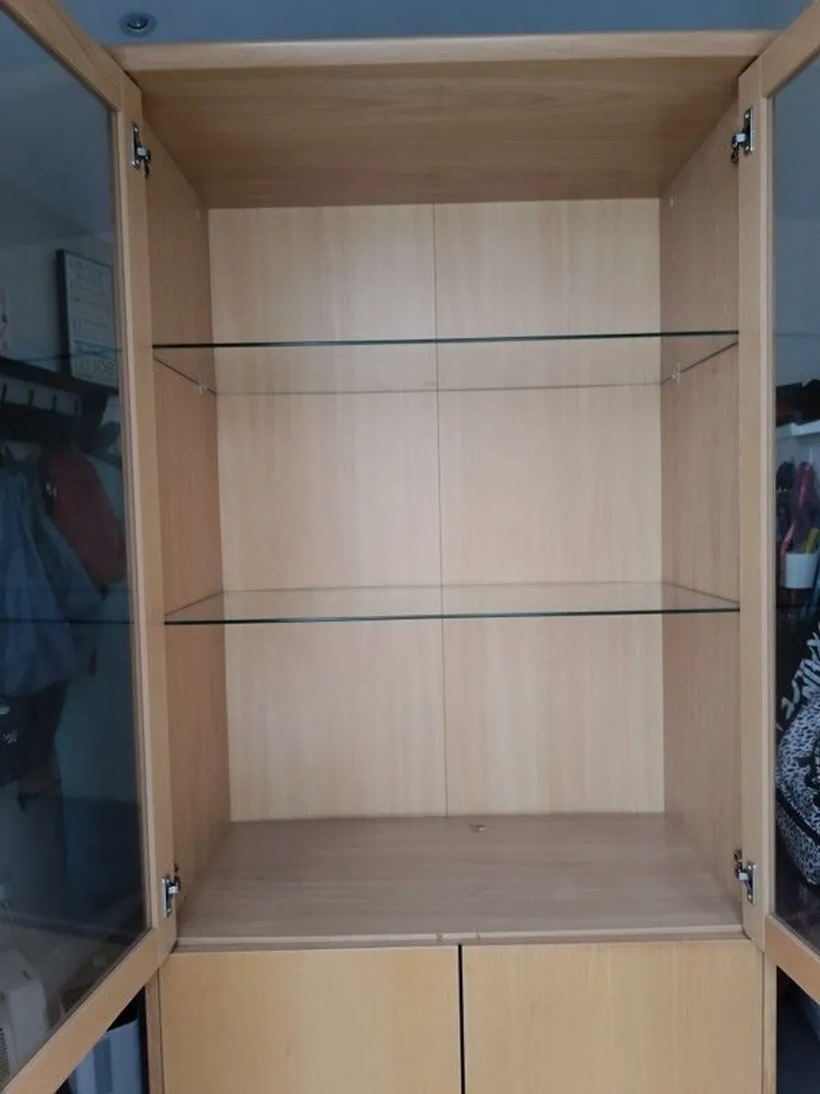 Wooden Display Cabinet with Glass Doors: Originally from Arnotts 190 euro ONO - Image 2