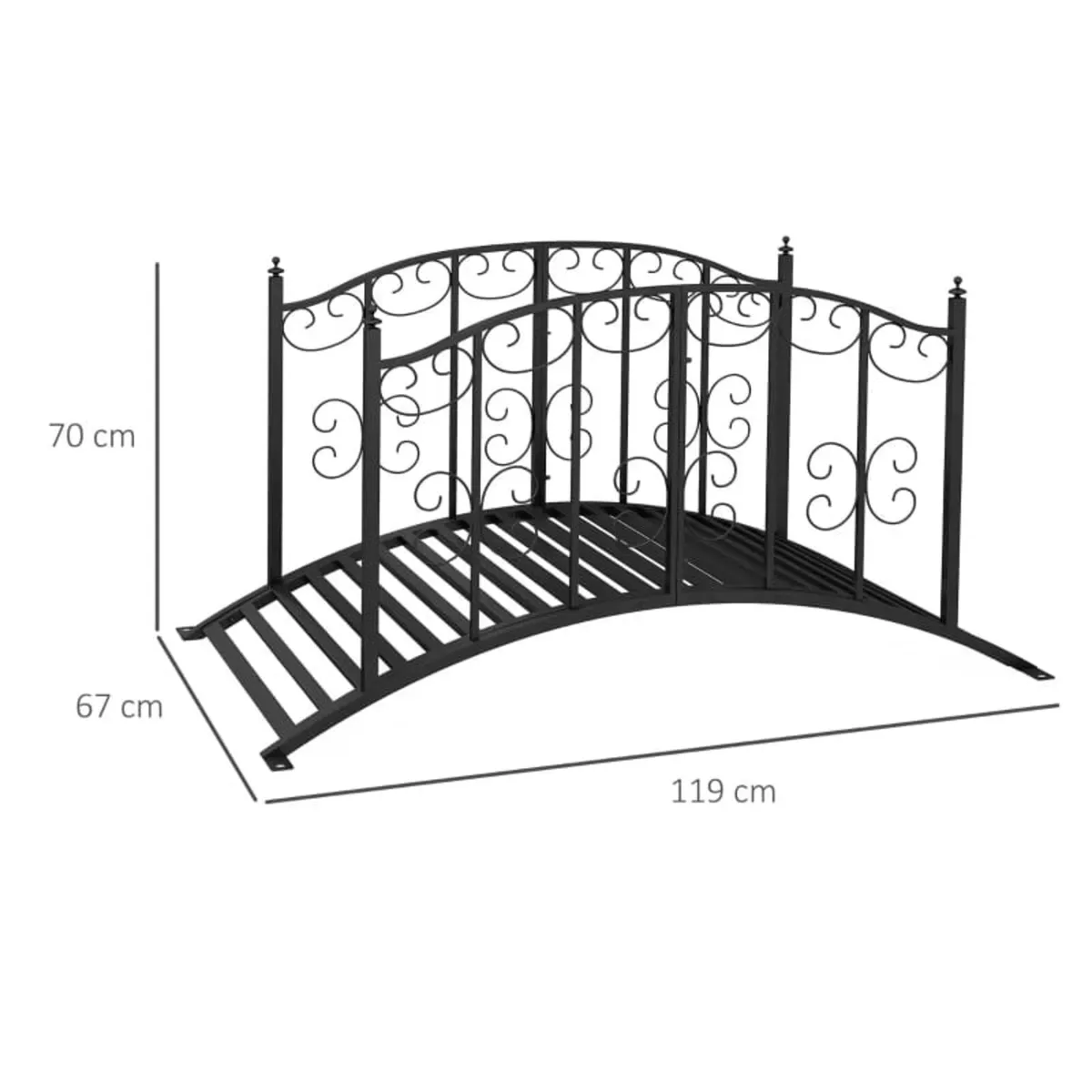 1.2M Metal Decorative Scrollwork Arch Garden Bridg - Image 2