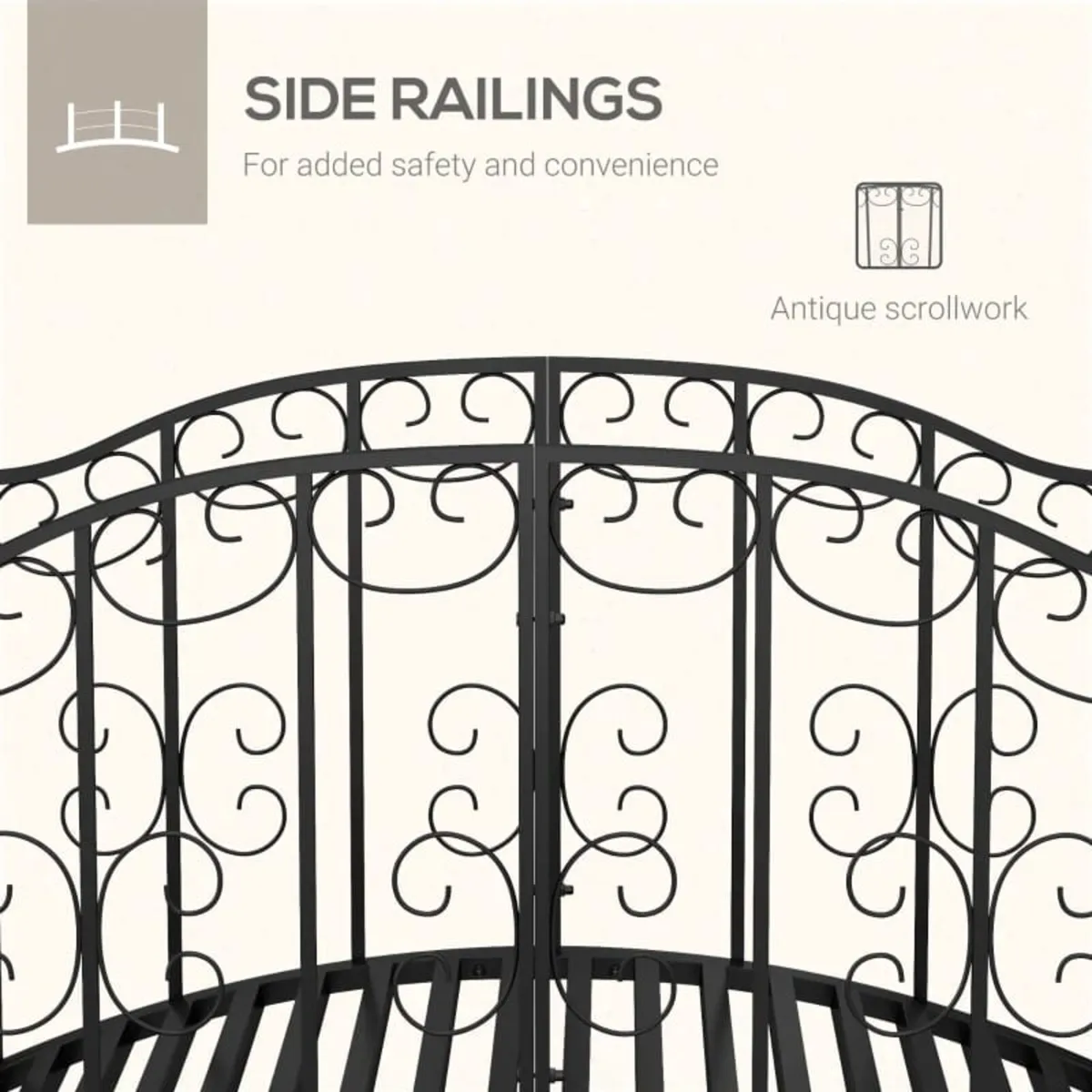 1.2M Metal Decorative Scrollwork Arch Garden Bridg - Image 3