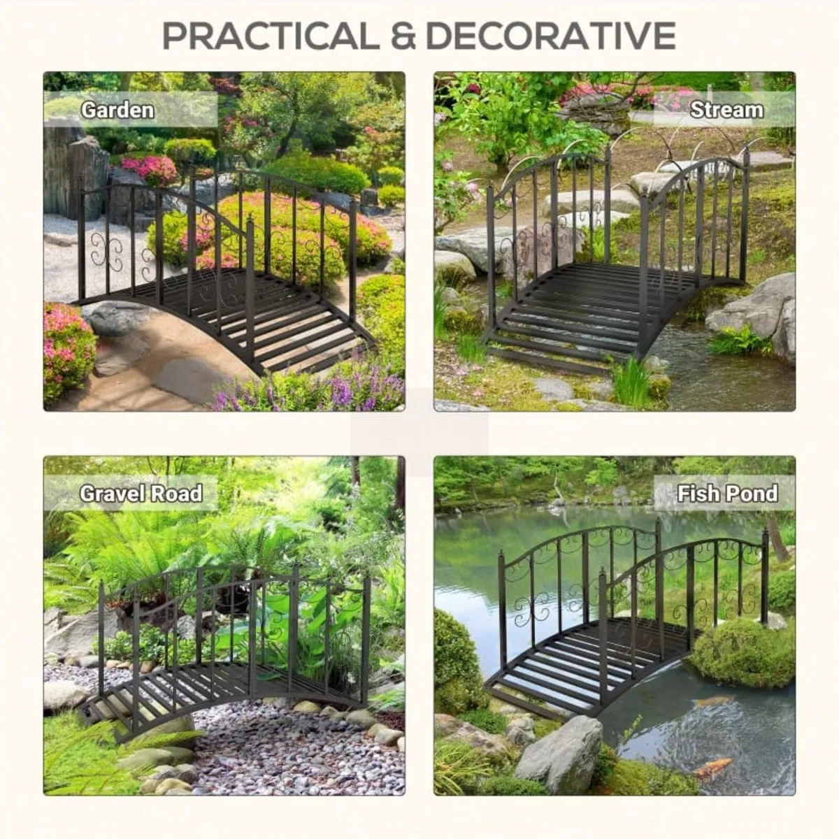 1.2M Metal Decorative Scrollwork Arch Garden Bridg - Image 4