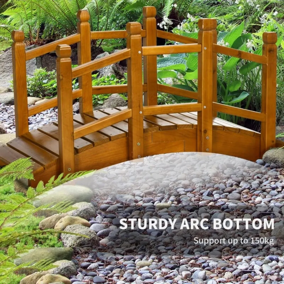 Wooden Garden Bridge - With Safety Railings, Arc F - Image 4