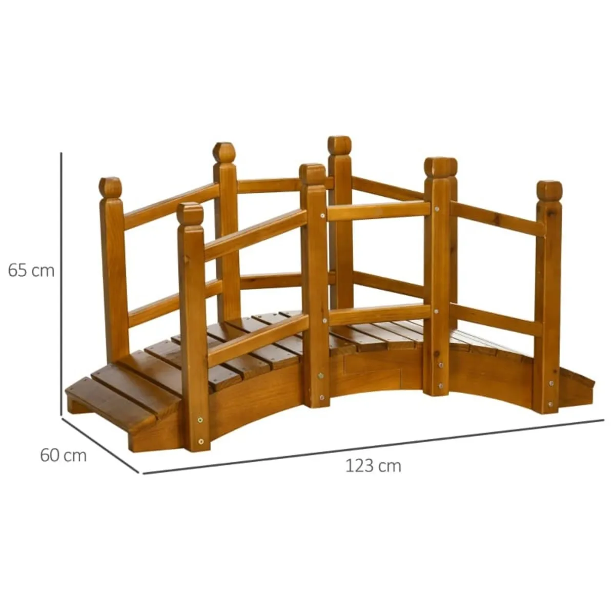 Wooden Garden Bridge - With Safety Railings, Arc F - Image 2