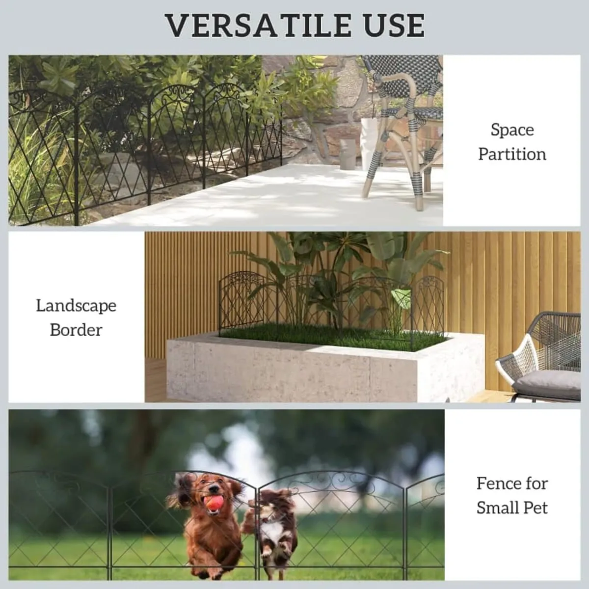 3m Decorative Metal Garden Fence - Diamond and Swi - Image 2