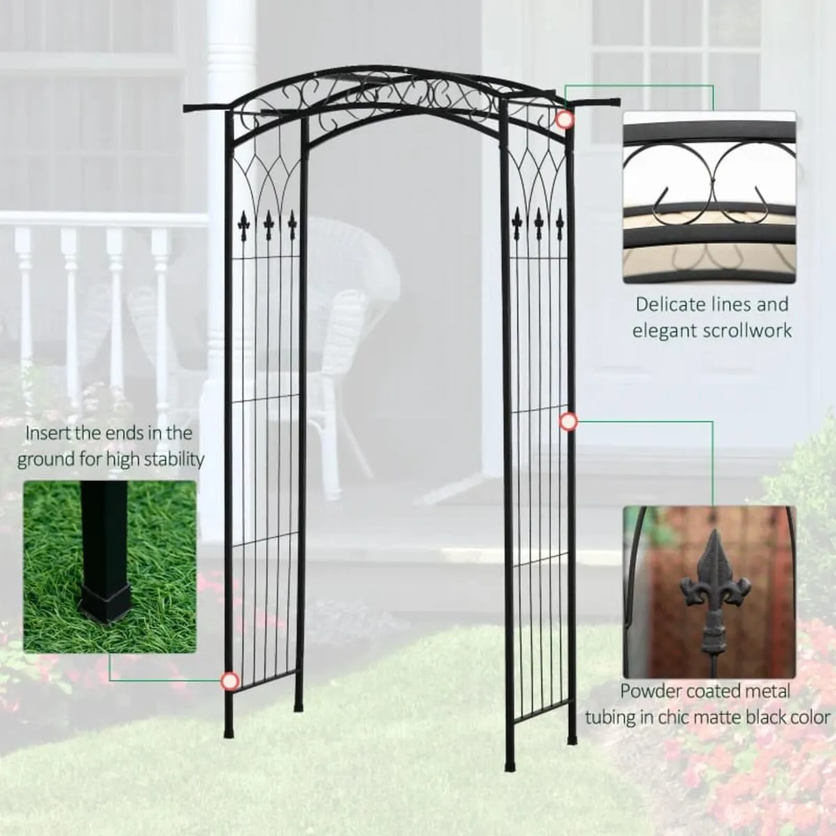 211cm Height Metal Garden Arch Arbor for Wedding D - Image 2