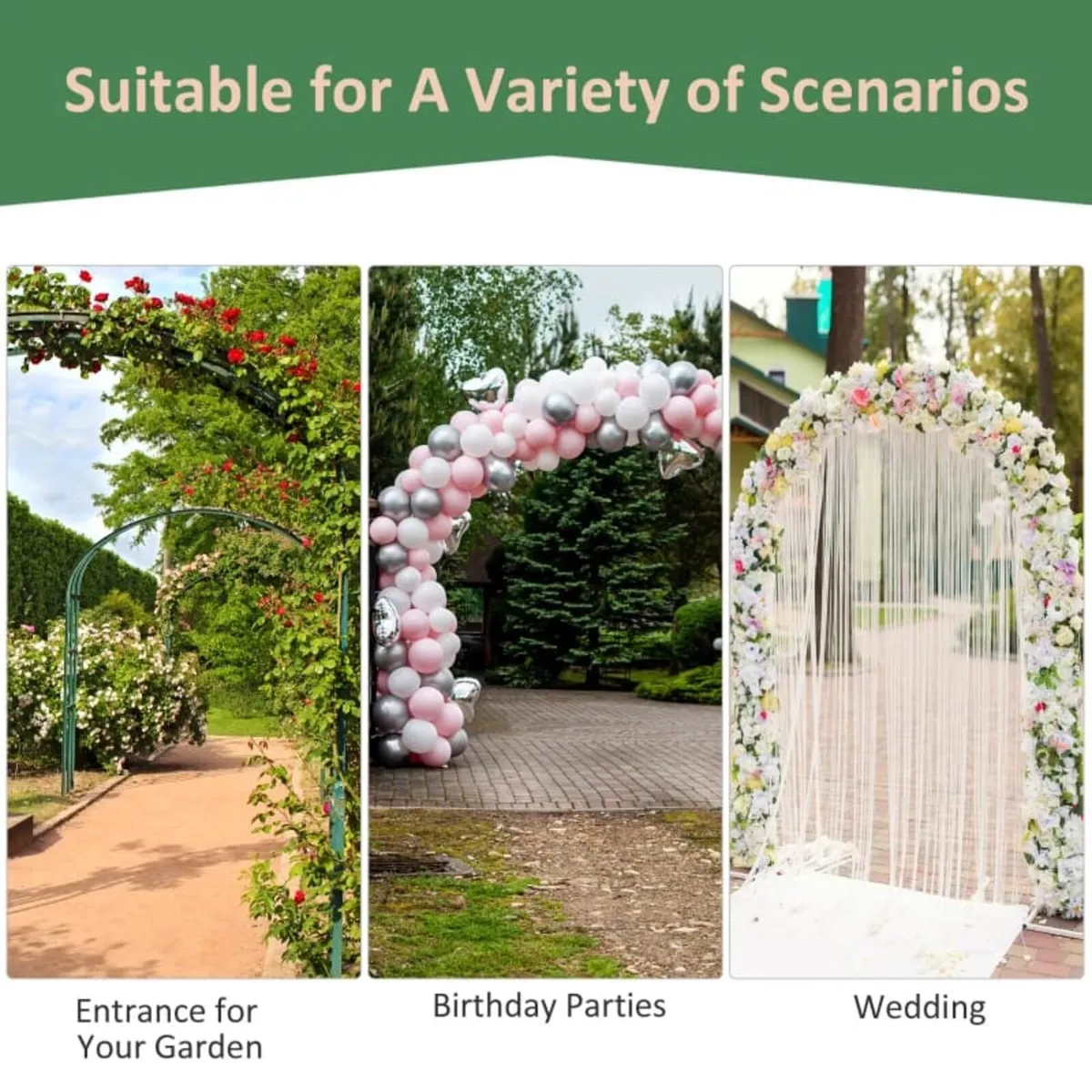 211cm Height Metal Garden Arch Arbor for Wedding D - Image 3