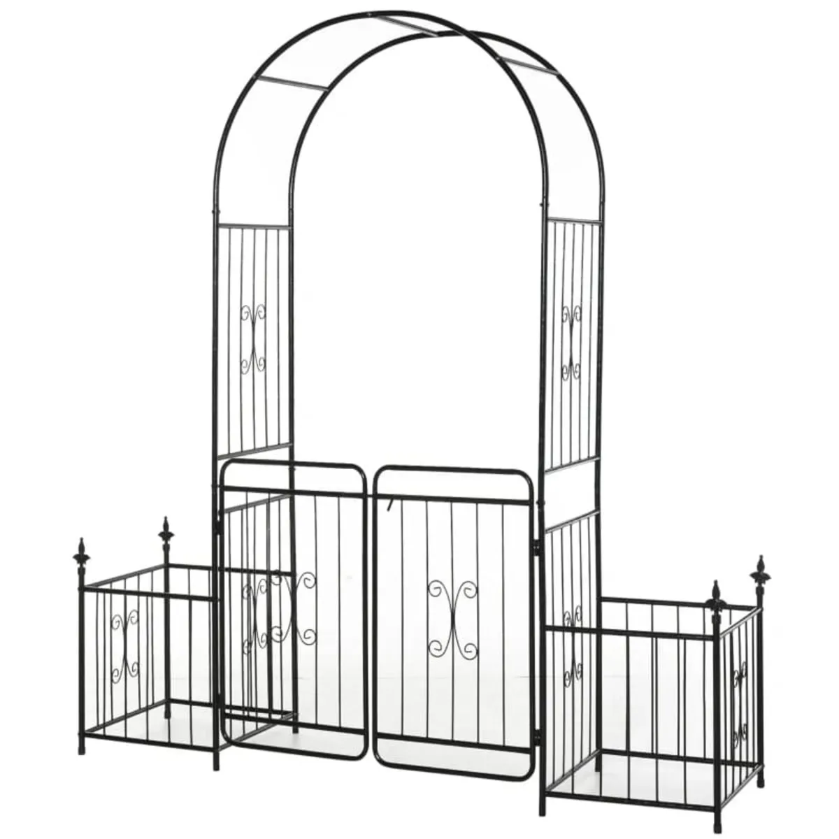 Metal Garden Arbor Arch with Double Doors, 2 Side - Image 1