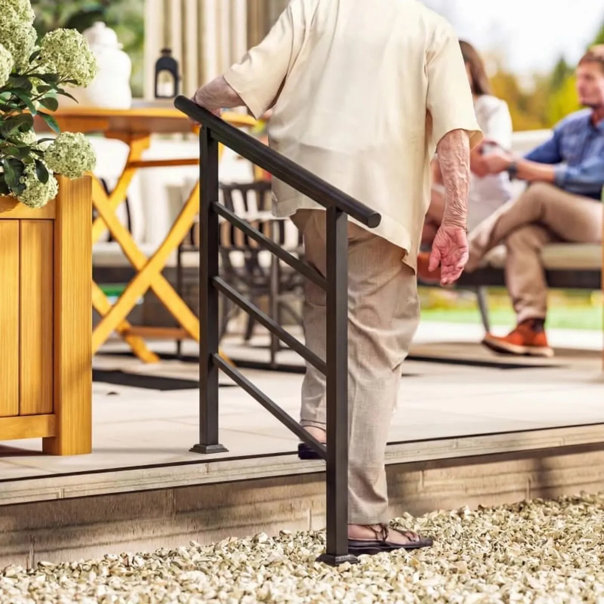 Outdoor Stair Railing for 1 to 3 Steps, Metal Stai - Image 4