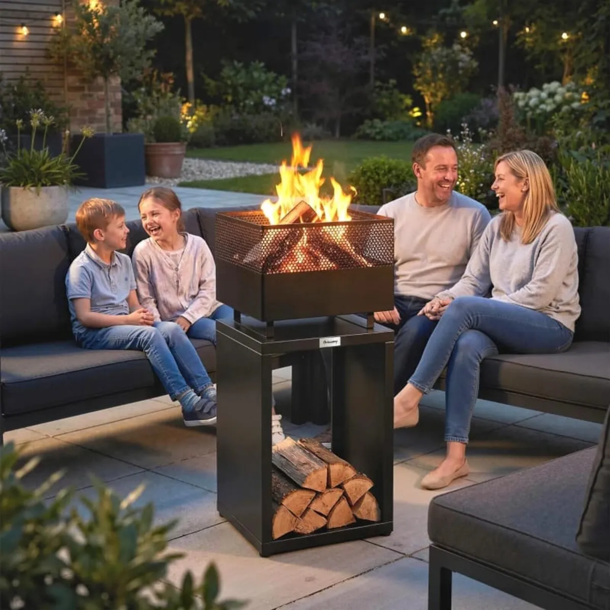 Outdoor Fire Pit with Wood Storage Wood Burning Fi - Image 2