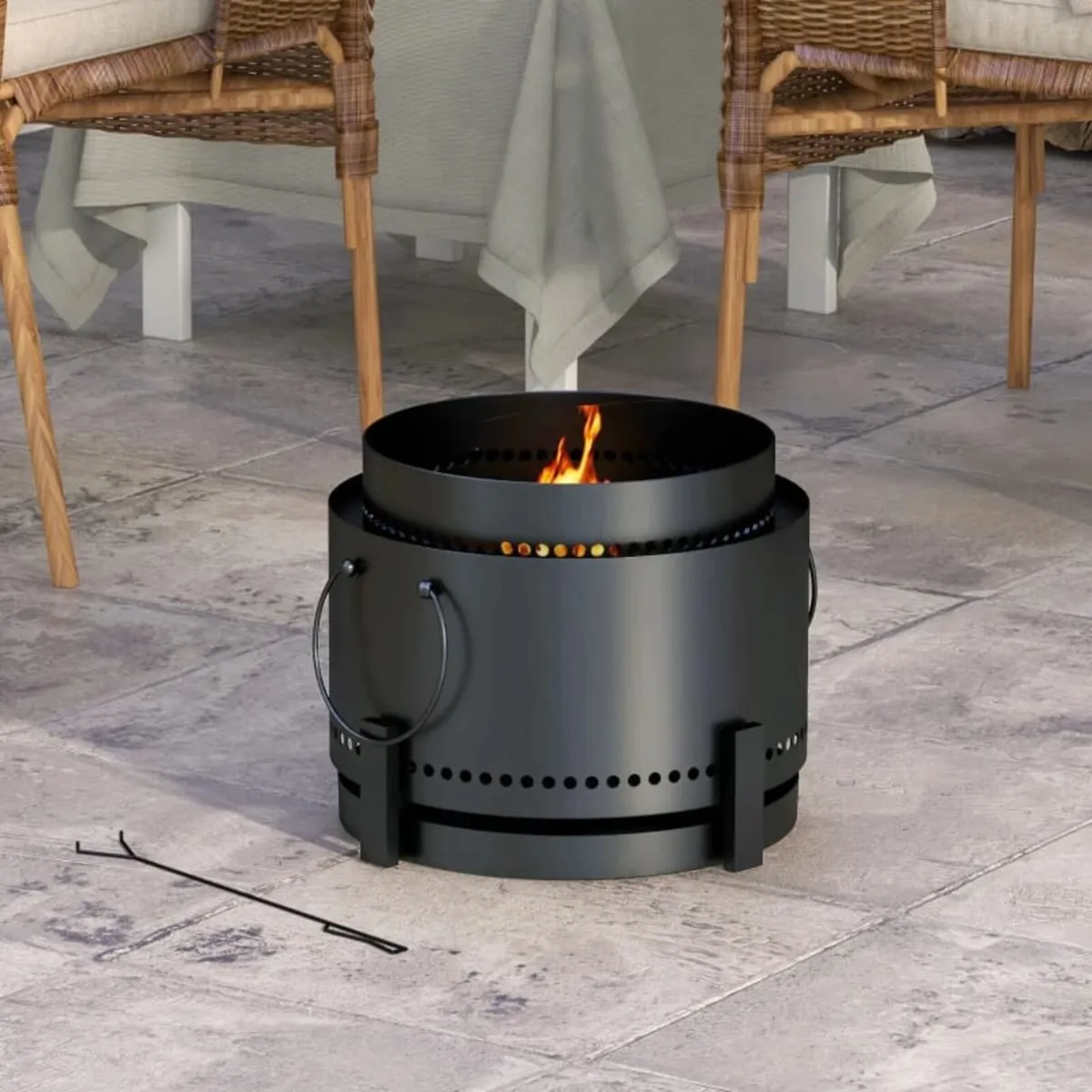 Smokeless Fire Pit with Ash Catcher, 37cm Portable - Image 3