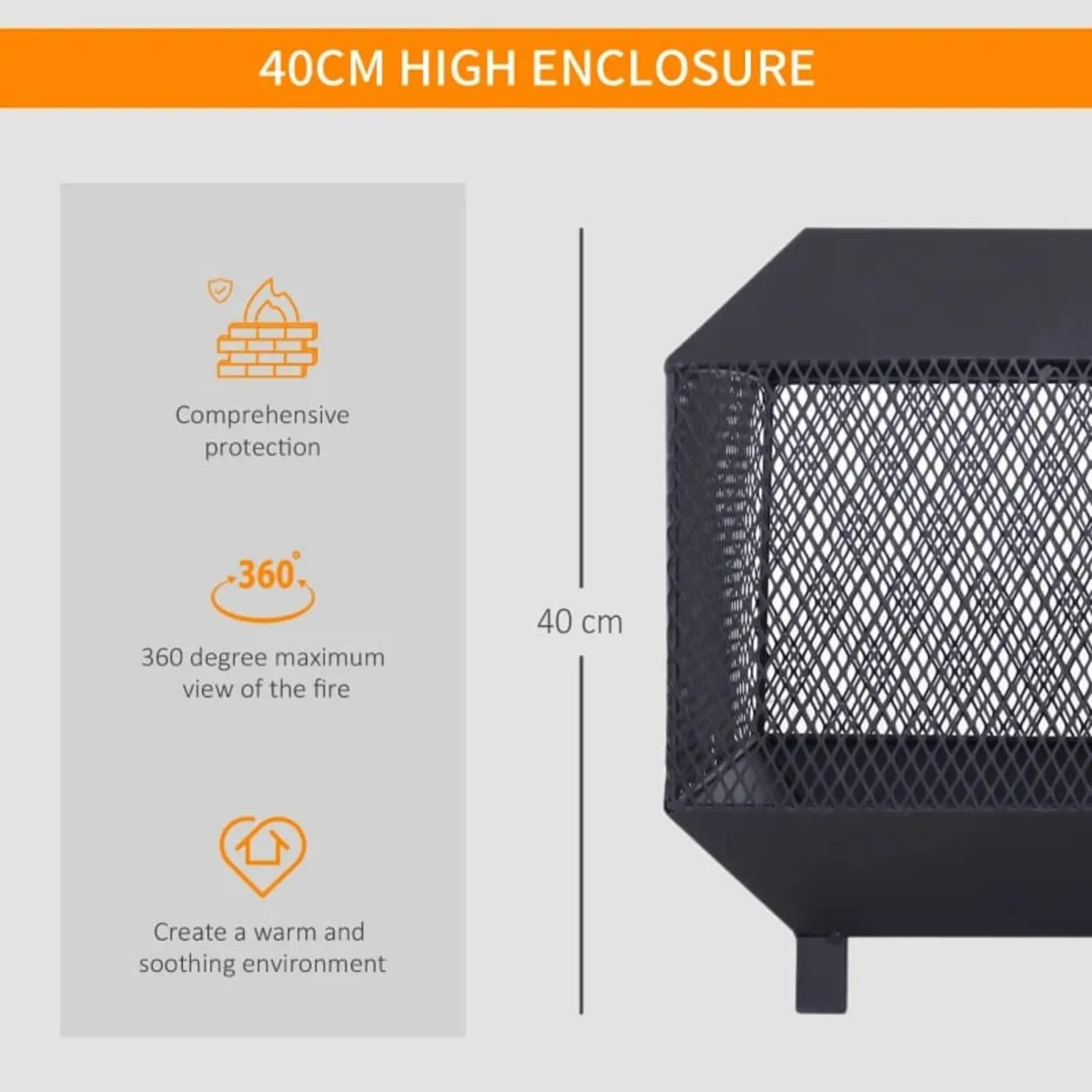 Square Mesh Fire Pit, Outdoor Metal Firepit Brazie - Image 2