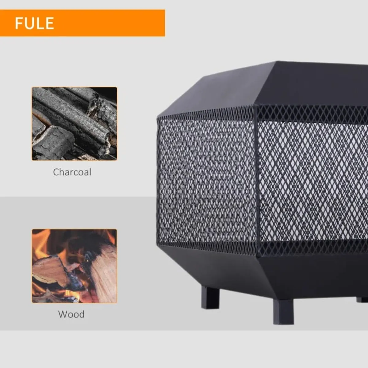 Square Mesh Fire Pit, Outdoor Metal Firepit Brazie - Image 3