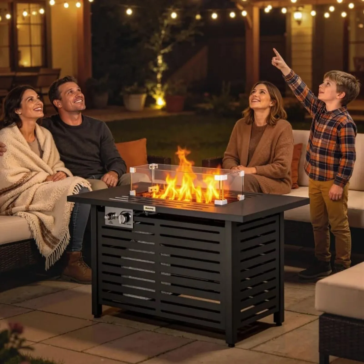 Propane Gas Fire Pit Table, Outdoor Firepit with 4 - Image 3