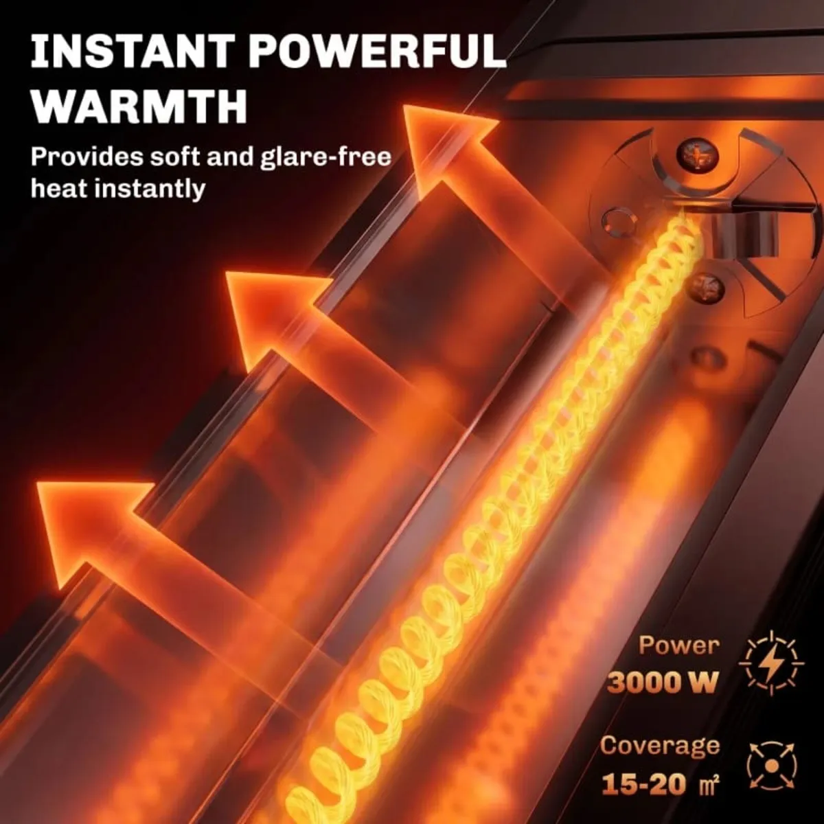 3000 W Electric Infrared Patio Heater, Wall Mounte - Image 2