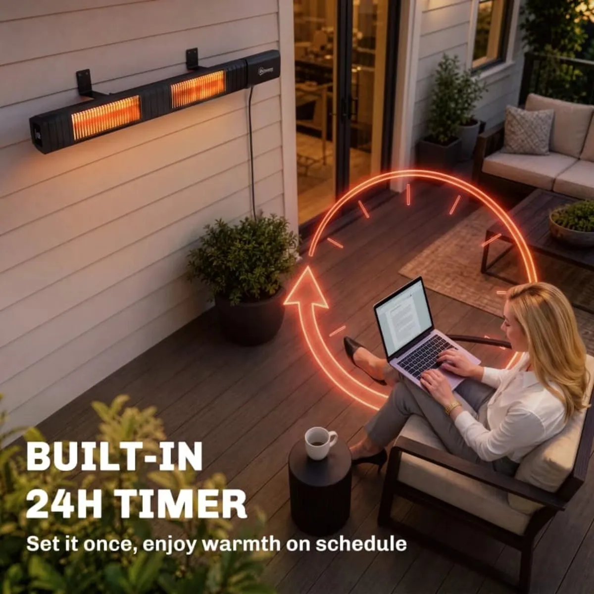 3000 W Electric Infrared Patio Heater, Wall Mounte - Image 3