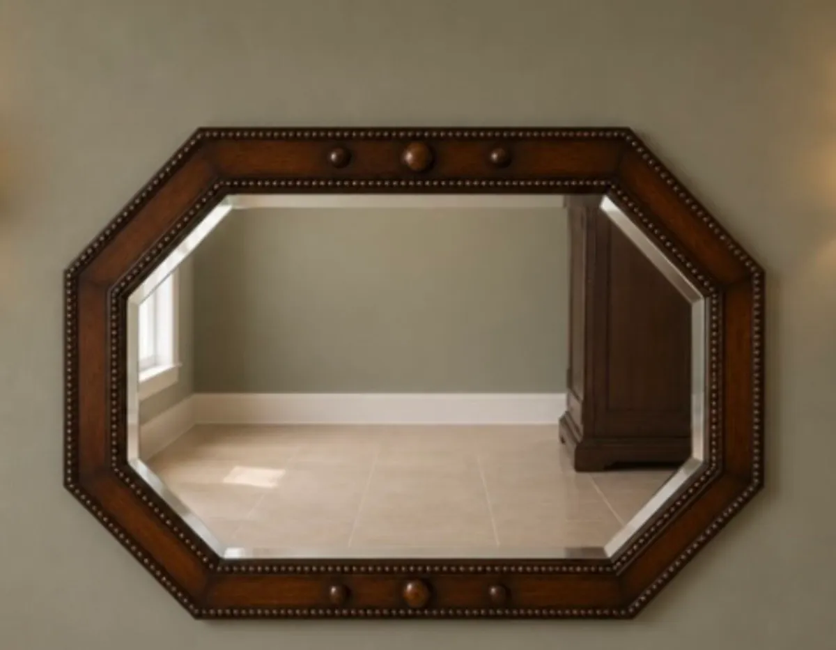Edwardian oak wall mirror
