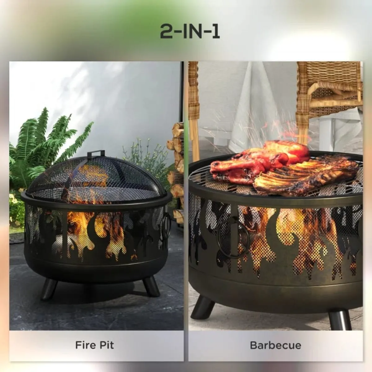 Steel Fire Pit BBQ, with Poker - Black

Features: - Image 4