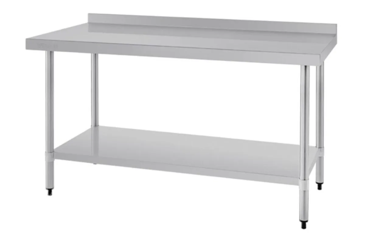 Vogue Stainless Steel Table with Upstand NEW - Image 1