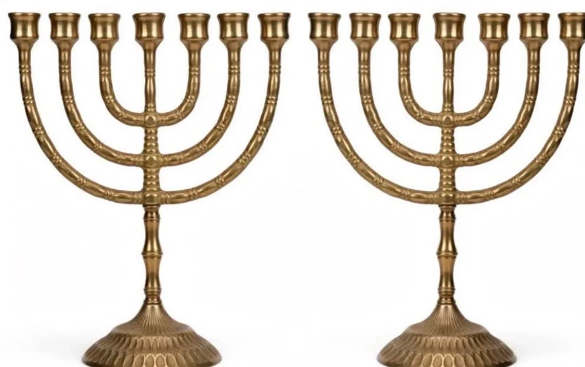 Pair vintage brass candle holders - Image 1