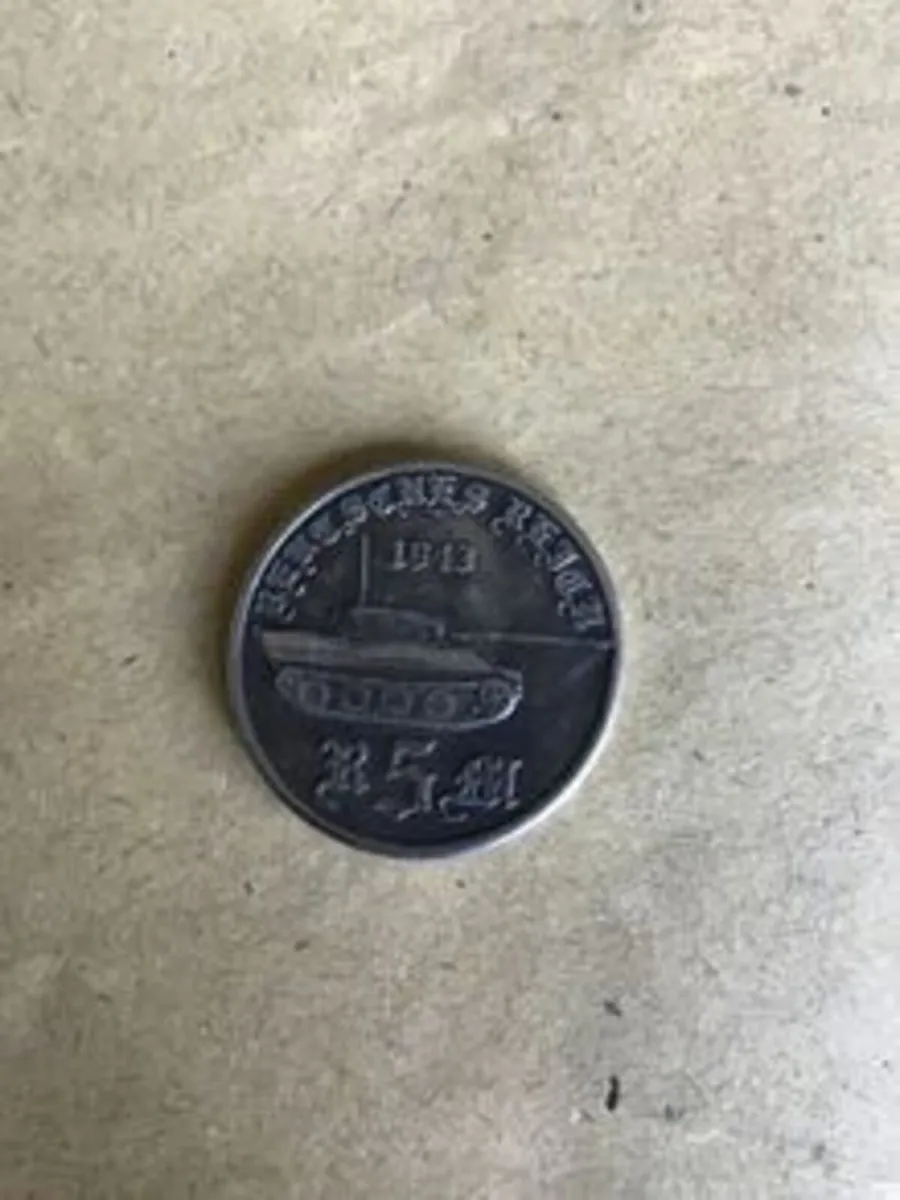 WW2 (1943) German 5 Reichmark coin  (Tiger Tank)