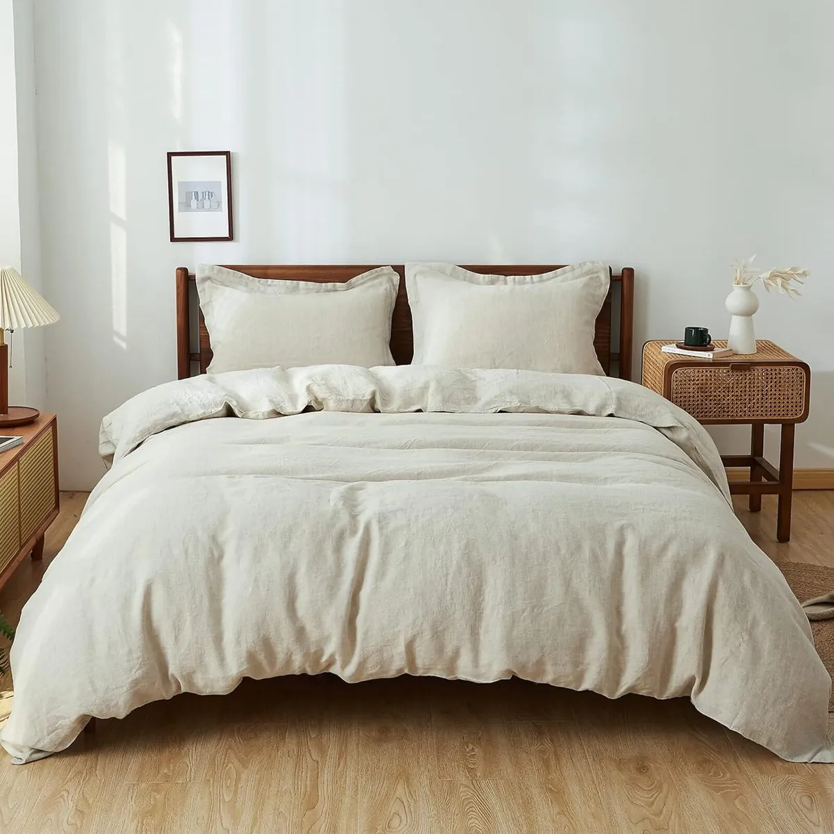 King Duvet Cover Set-100% Linen Cover-1 Breathable - Image 1
