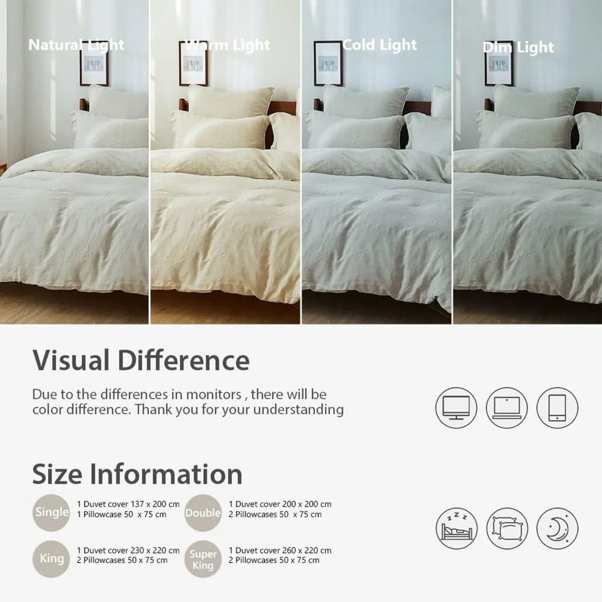 King Duvet Cover Set-100% Linen Cover-1 Breathable - Image 4