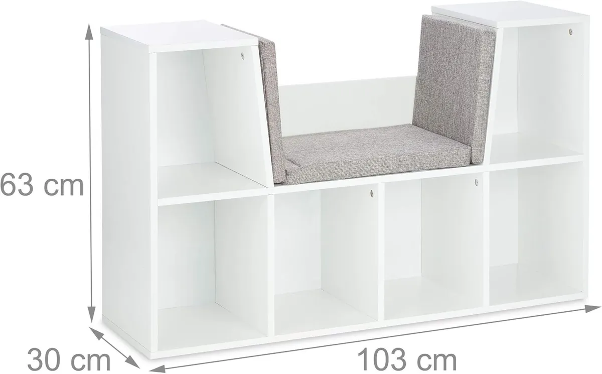 Bookcase with Seat Cushion Book Shelf - Image 3