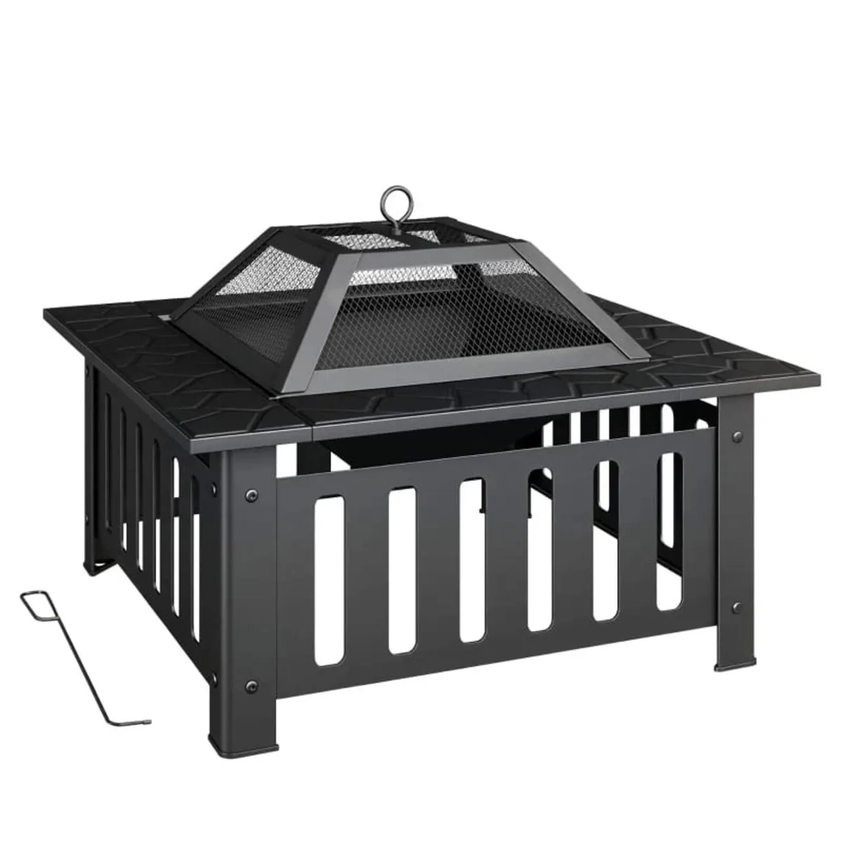 Steel Fire Bowl Fire Pit with Spark Guard Poker fo - Image 1